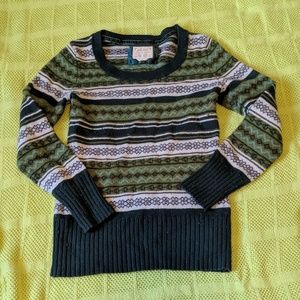 Green fair isle-style sweater